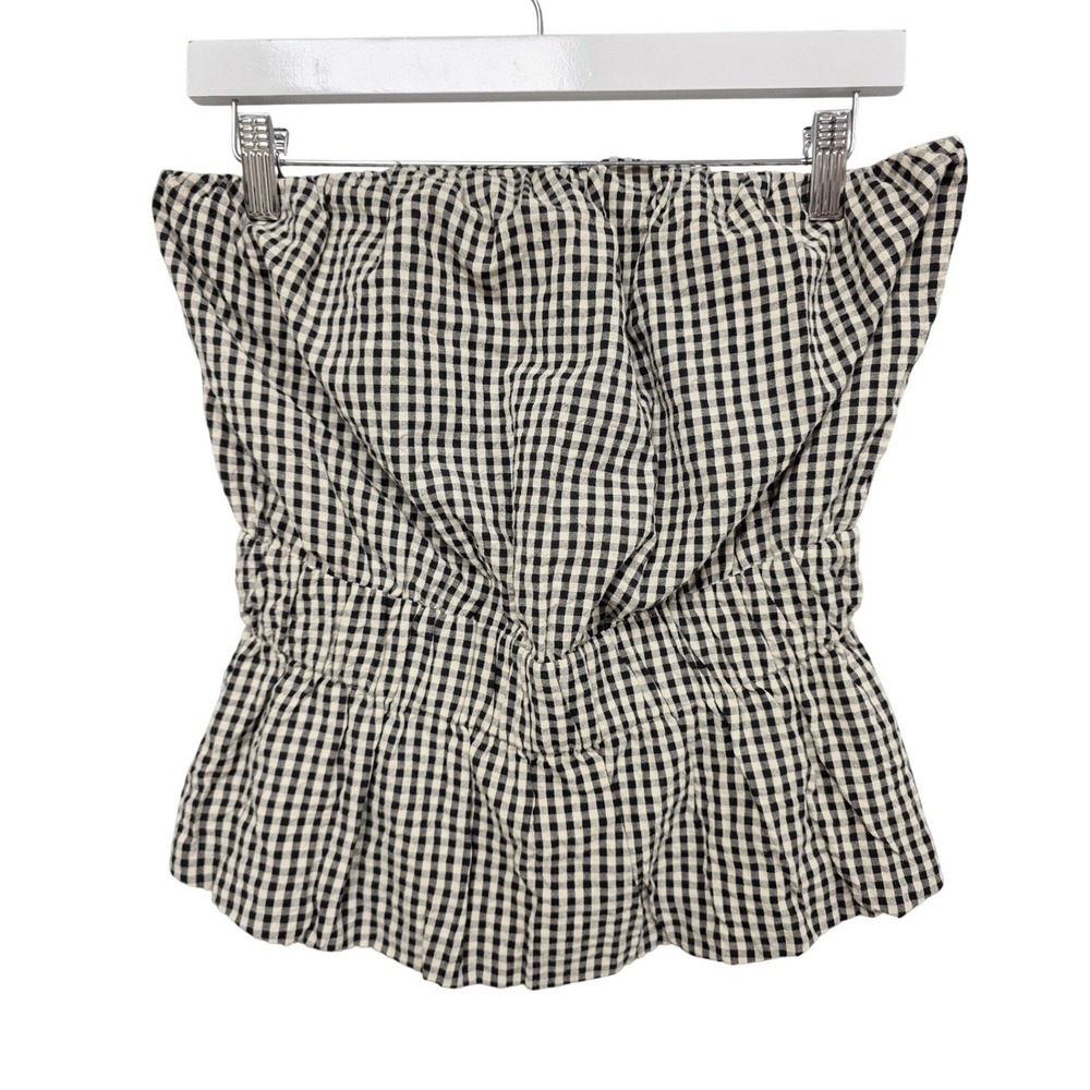 Posse Aurelia Strapless Gingham Cotton Top Peplum Womens M Chic - Picture 5 of 12